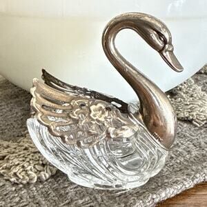 A silver-plated Italian swan salt cellar with moveable wings.